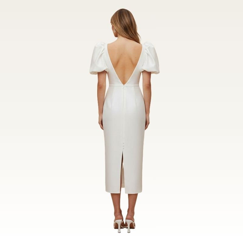 Sculpted Satin Midi Dress