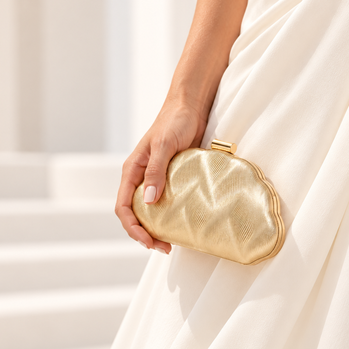 Sculpted Wave Gold Clutch
