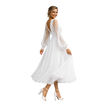 Sheer Sleeve Midi Tulle Dress White