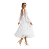 Sheer Sleeve Midi Tulle Dress White