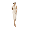 Sleeveless Belted Sheath Dress in ivory