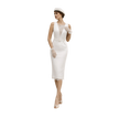 Sleeveless Belted Sheath Dress in white
