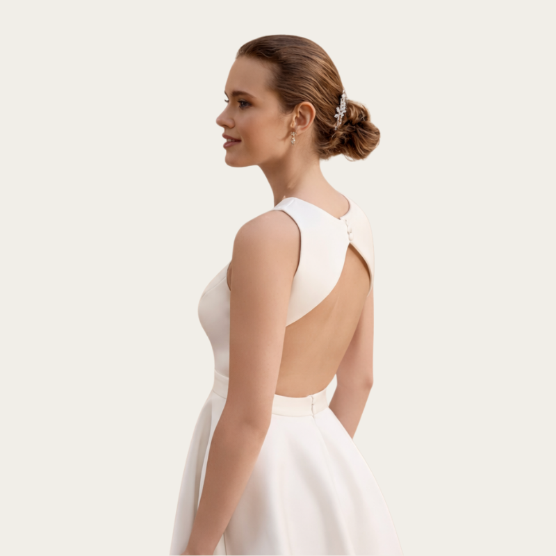 Sleeveless Open Back Satin Mini-Back