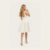 Sleeveless V-Neck Knee-Length Dress Ivory Back