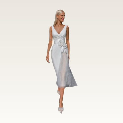 Sleeveless V-Neck Midi Sheath