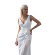 Sleeveless V-Neck Midi Sheath-in off white