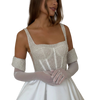 Square Neck A-Line Bridal Mini Dress-white