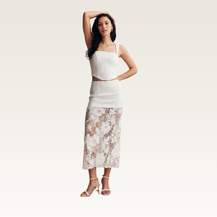 Square Neck Lace Two-Piece Set