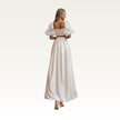 Square Neck Puff Sleeve Satin Set Back
