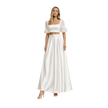 Square Neck Puff Sleeve Satin Set White