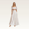 Square Neck Puff Sleeve Satin Set