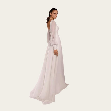 Square Neck Satin Maxi Dress-Back