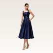 Square Neck Satin Midi Dress