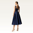 Square Neck Satin Midi Dress