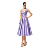 Square Neck Satin Midi Dress