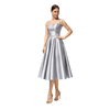 Square Neck Satin Midi Dress