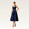 Square Neck Satin Midi Dress