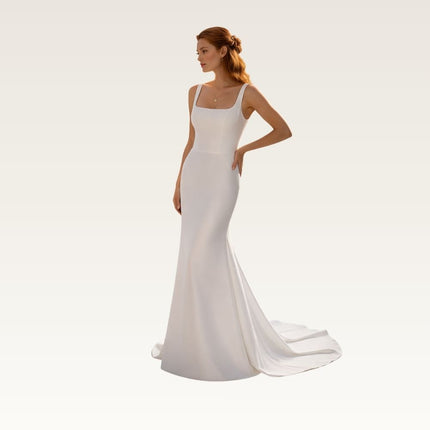 Square Neck Structured Satin Gown