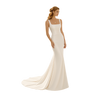 Square Neck Structured Satin Gown in ivory