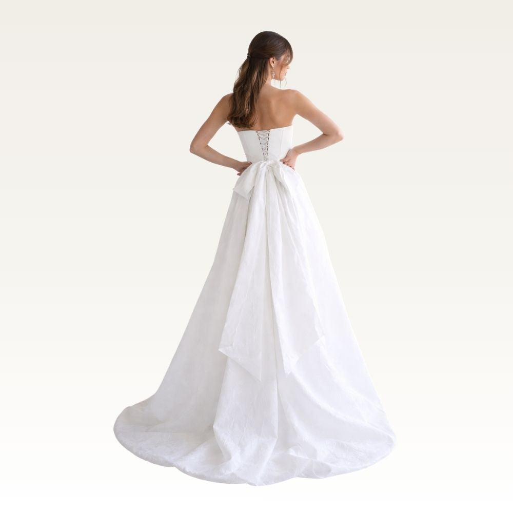 Strapless High-Low Satin Gown Back