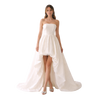 Strapless High-Low Satin Gown Ivory