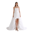 Strapless High-Low Satin Gown White