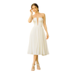 Strapless Pleated Midi Dress-Ivory