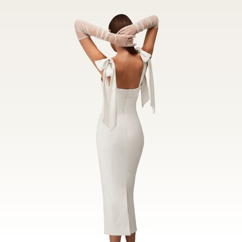 Strapless Tea-Length Sheath Dress back