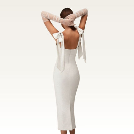 Strapless Tea-Length Sheath Dress back