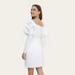 Structured Puff Sleeve Sheath Dress-Back