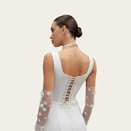 Structured Square-Neck Mini Dress-Back