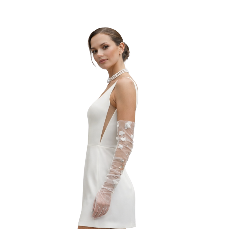 Structured Square-Neck Mini Dress-White