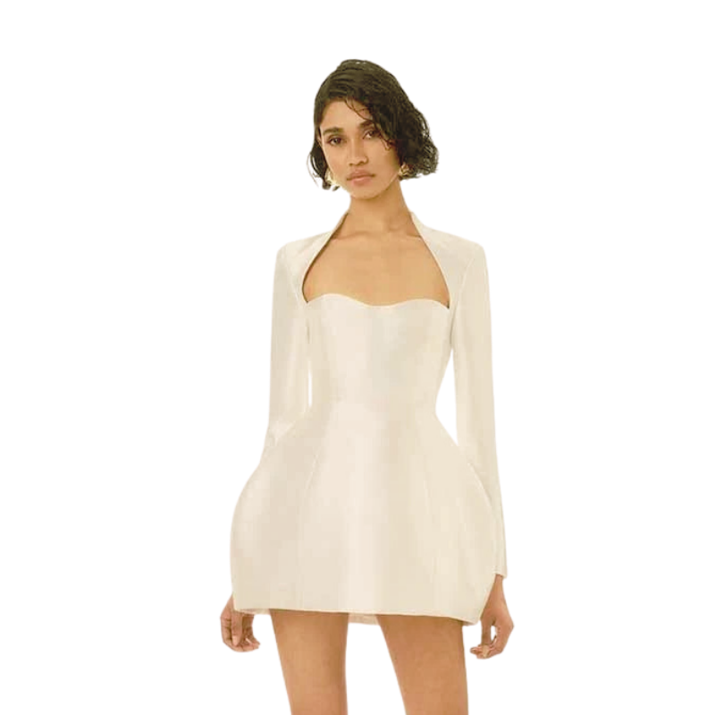 Structured Sweetheart Mini Dress-ivory