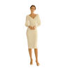 V-Neck Jersey Column Dress ivory
