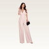 Wide-Leg V-Neck Jumpsuit in apricot