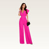 Wide-Leg V-Neck Jumpsuit in pink