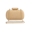 Woven Straw Cylinder Clasp Clutch